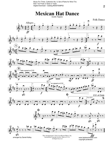 Mexican Hat Dance ~ Jarabe Tapatio for Wind Trio (arr. Last Resort Music Publishing)