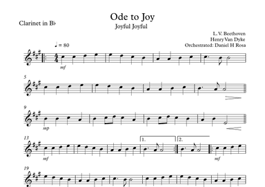 Ode to Joy - Joyful Joyful - Easy Bb Clarinet (arr. Daniel H Rosa)