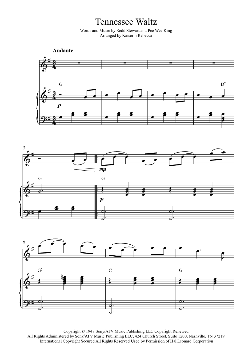 Tennessee Waltz (arr. Kaiserin Rebecca)