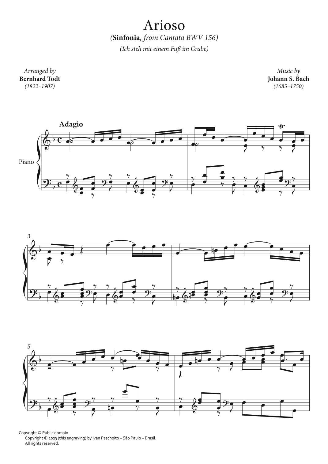 Arioso, from Cantata BWV 156 (arr. Bernhard Todt (1822-1907))