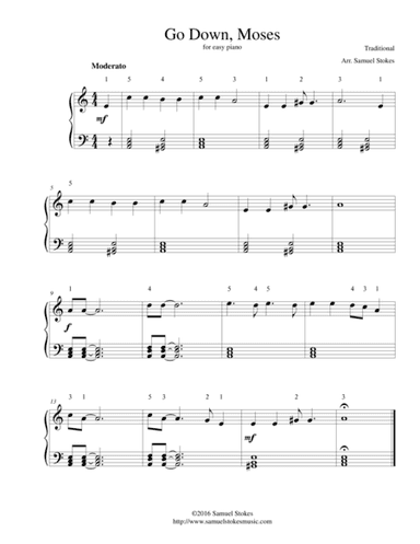 Go Down, Moses - for easy piano (arr. Samuel Stokes)