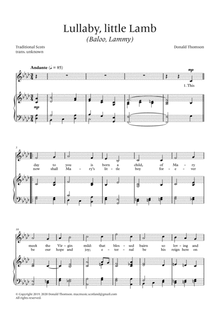 Lullaby, little lamb (solo soprano and piano)