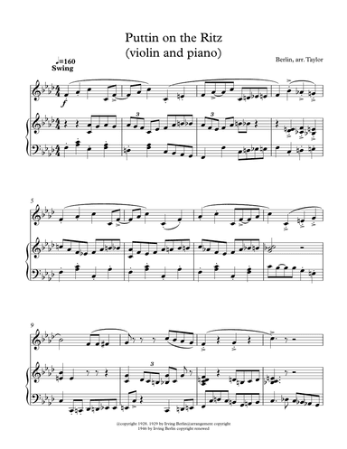 Puttin' On The Ritz (arr. paul tayor)