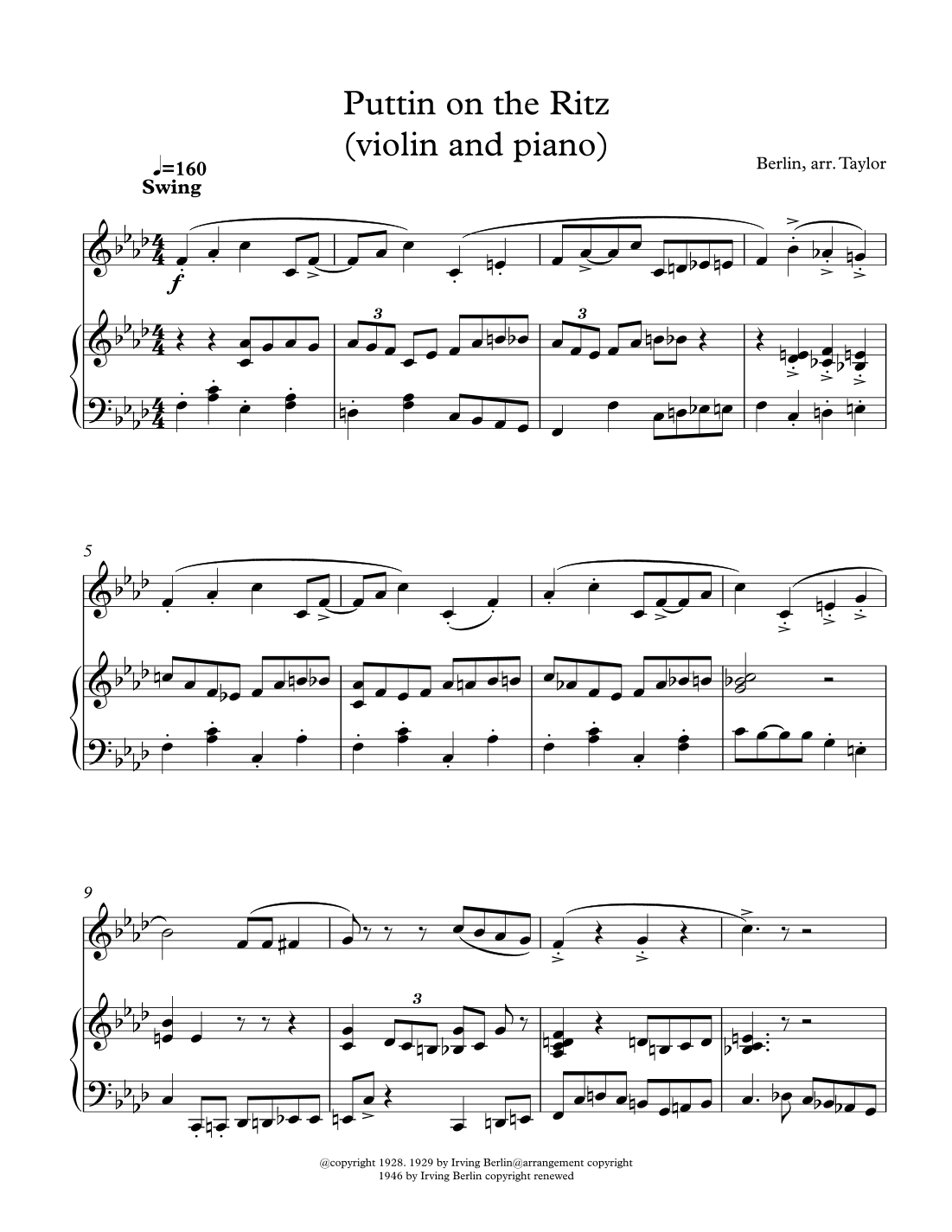 Puttin' On The Ritz (arr. paul tayor)