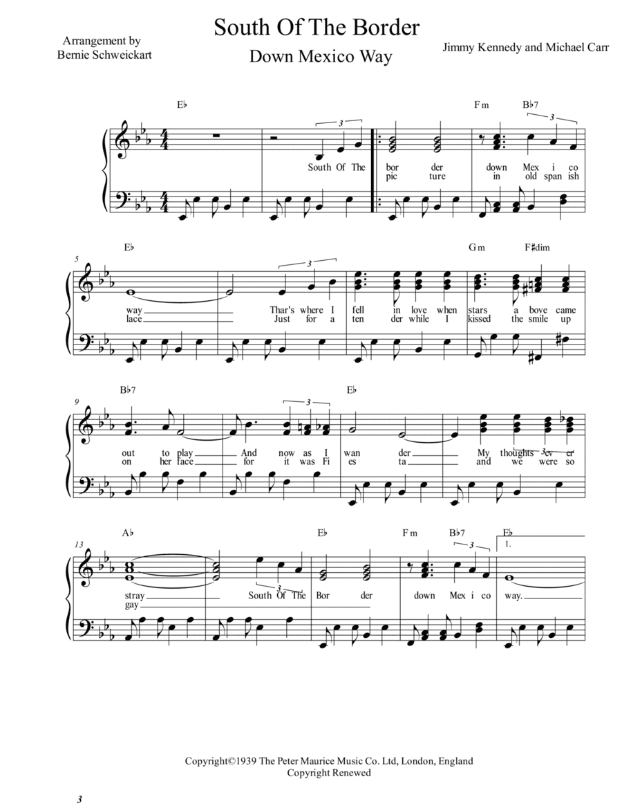 South Of The Border (down Mexico Way) (arr. Bernie Schweickart)