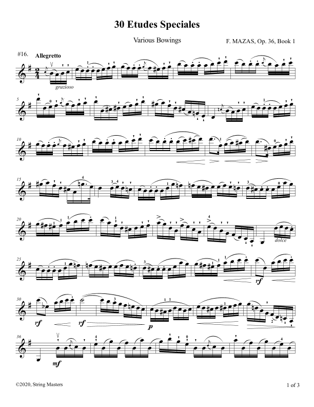 Mazas 75 Melodious & Progressive Studies Op 36, Book 1, No.16 (arr. String Masters)