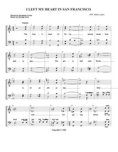 I Left My Heart In San Francisco (arr. Walter Latzko)