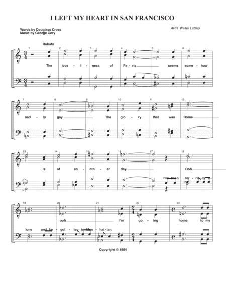I Left My Heart In San Francisco (arr. Walter Latzko)