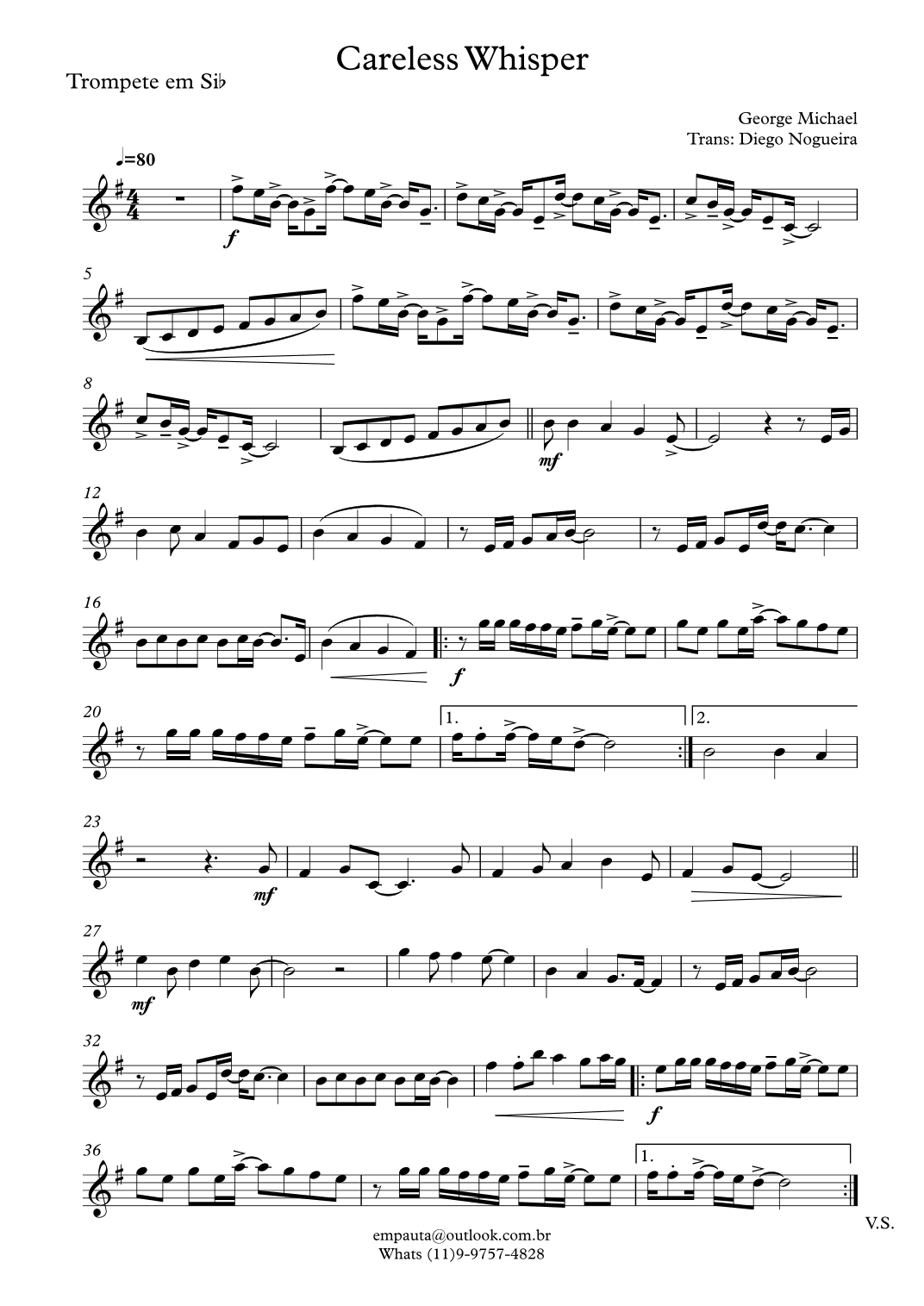 Careless Whisper (arr. Careless Whisper Solo trumpet)