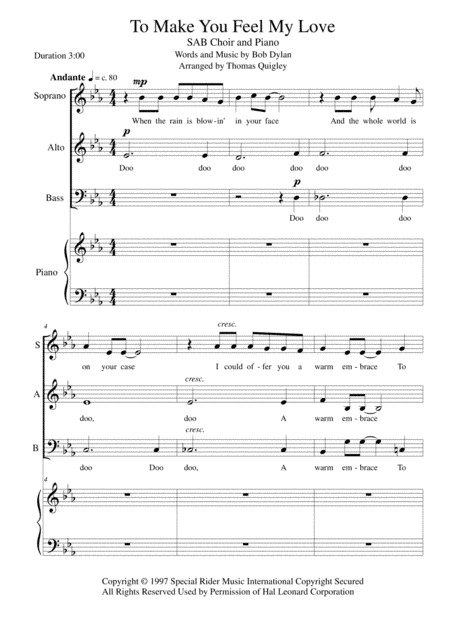 To Make You Feel My Love (arr. Thomas Quigley)