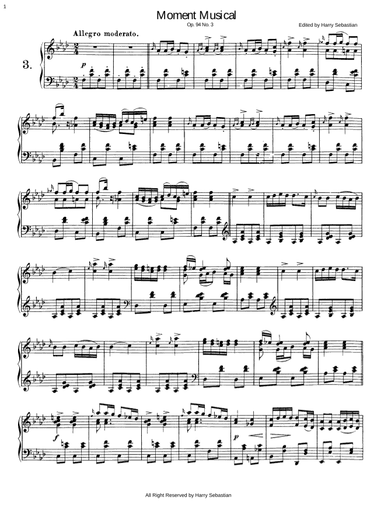 Schubert- Moment Musical Op. 94 No. 3 (D780) in F Minor (arr. Harry Sebastian)