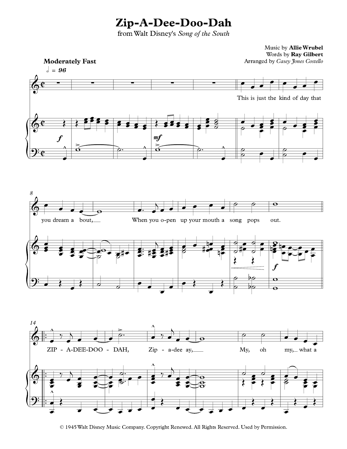 Zip-a-dee-doo-dah (arr. Casey Jones Costello)