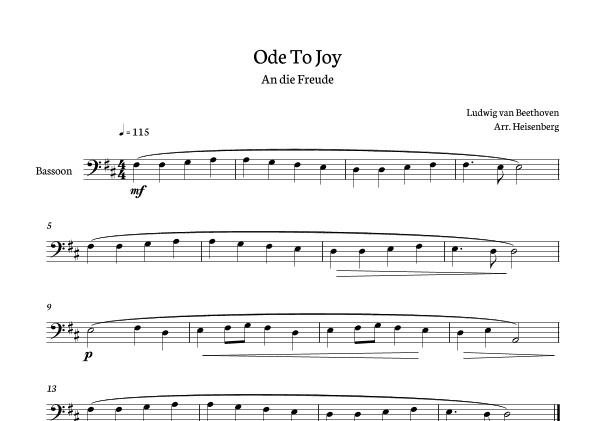Beethoven - Ode To Joy for Basson. (arr. Heisenberg)