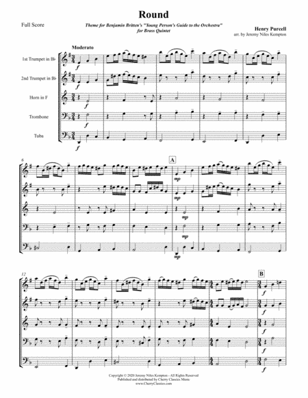 Round (Rondeau) for Brass Quintet (used in The Young Person's Guide to the Orchestra)