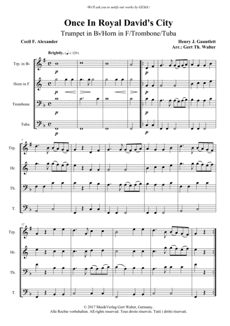 Once In Royal David's City (arr. Gert Th. Walter)
