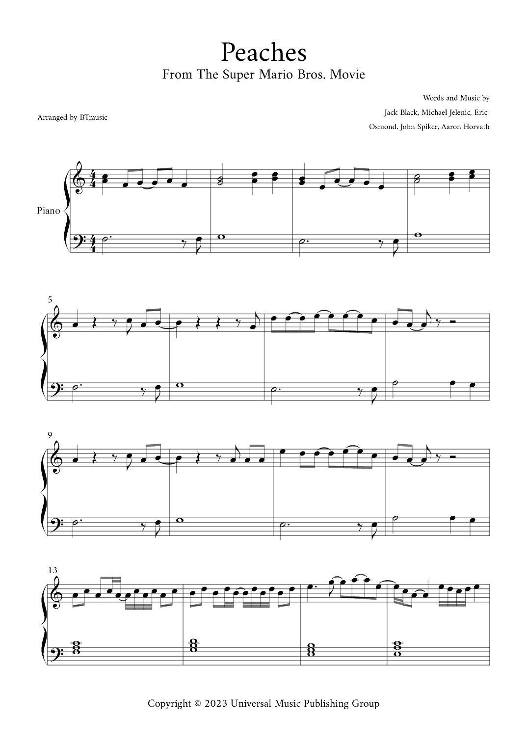Peaches (arr. BTmusic)