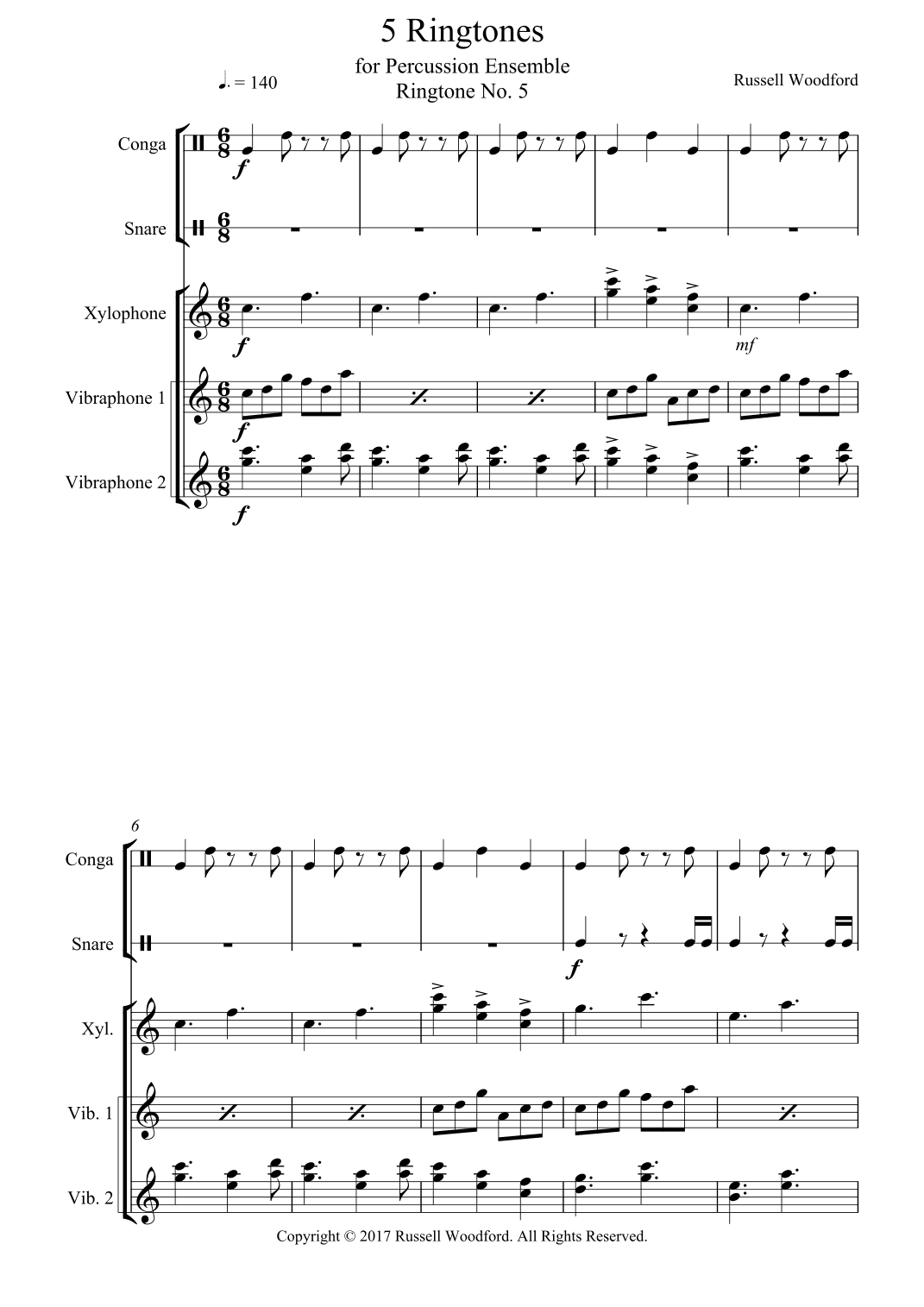 5 Ringtones for Percussion Ensemble: Ringtone 5