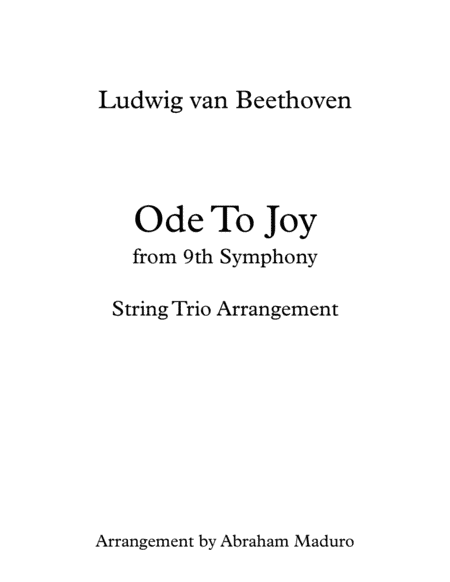 Beethoven´s Ode To Joy Two Violins-Cello Trio (arr. Abraham Maduro)