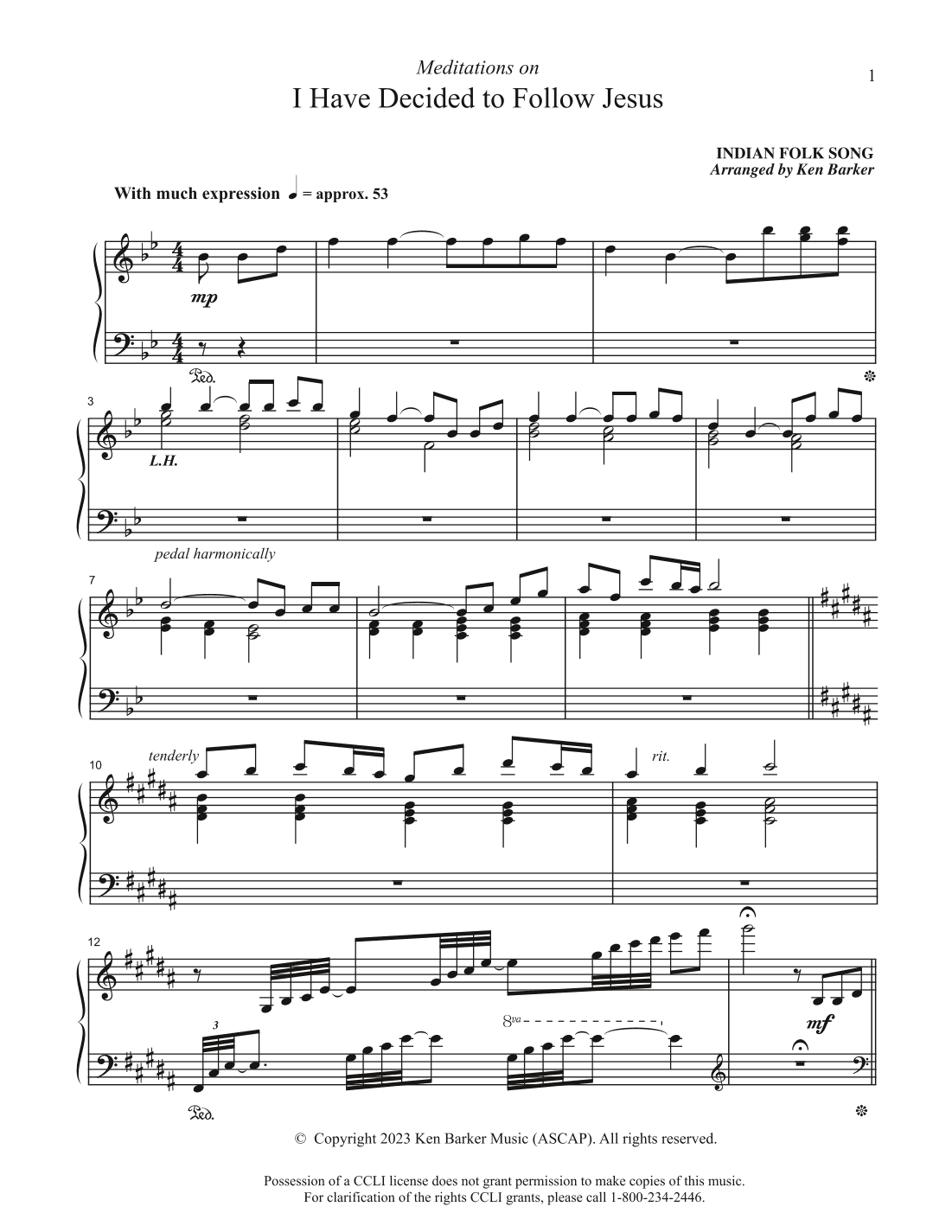 I Have Decided to Follow Jesus (Meditations on) (arr. Ken Barker)