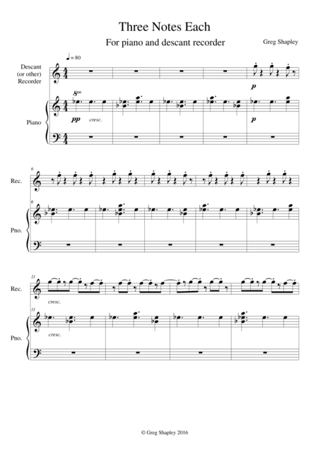 Three Notes Each (for recorder and piano)