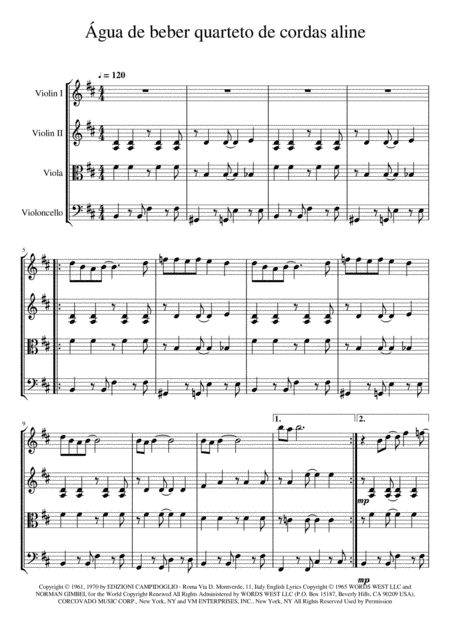 Água De Beber (water To Drink) (arr. Aline Pascutti)