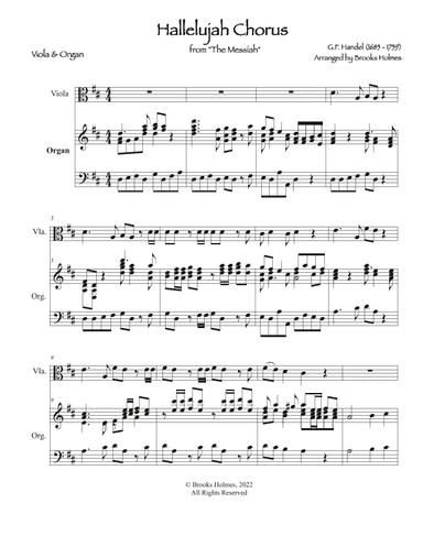 Hallelujah Chorus from "The Messiah" for Solo Viola & Organ (arr. Brooks Holmes)