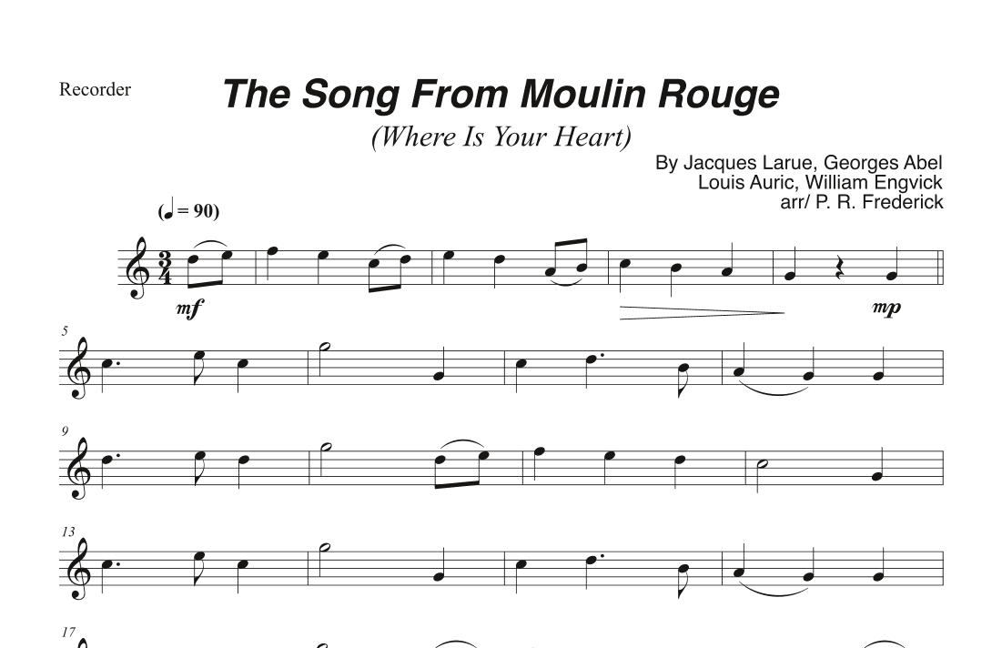 The Song From Moulin Rouge (where Is Your Heart) (arr. P. R. Frederick)