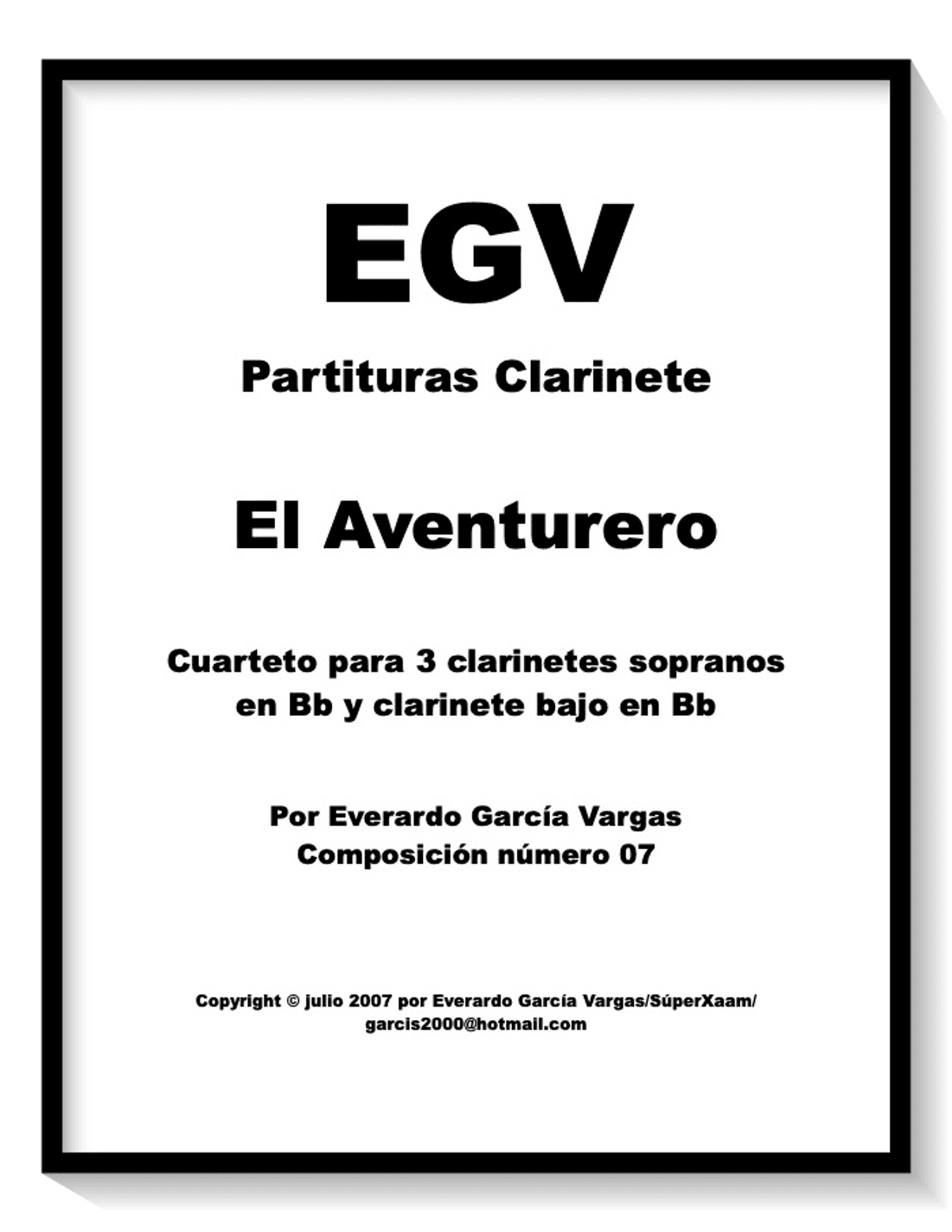The Adventurer - Clarinet Quartet