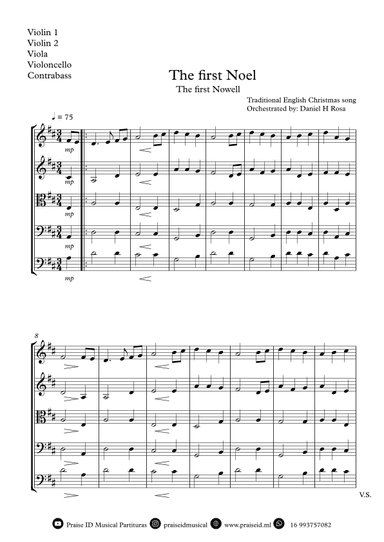 The First Noel - The First Nowell - Easy Christmas Carol - String Quartet (arr. Daniel H Rosa)