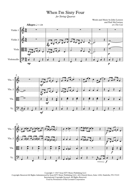 When I'm Sixty-Four (arr. Tim Cais)