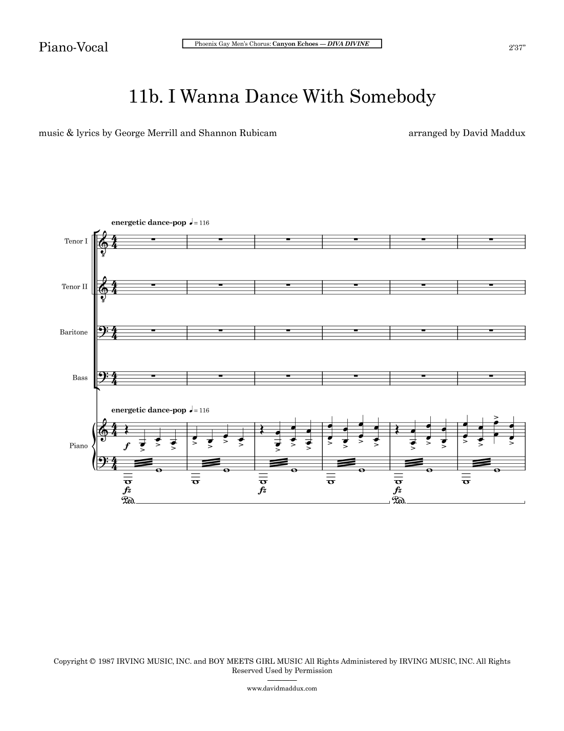 I Wanna Dance With Somebody (arr. David Maddux)