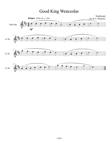 Good King Wenceslas (Alto Sax Solo) (arr. B. C. Dockery)