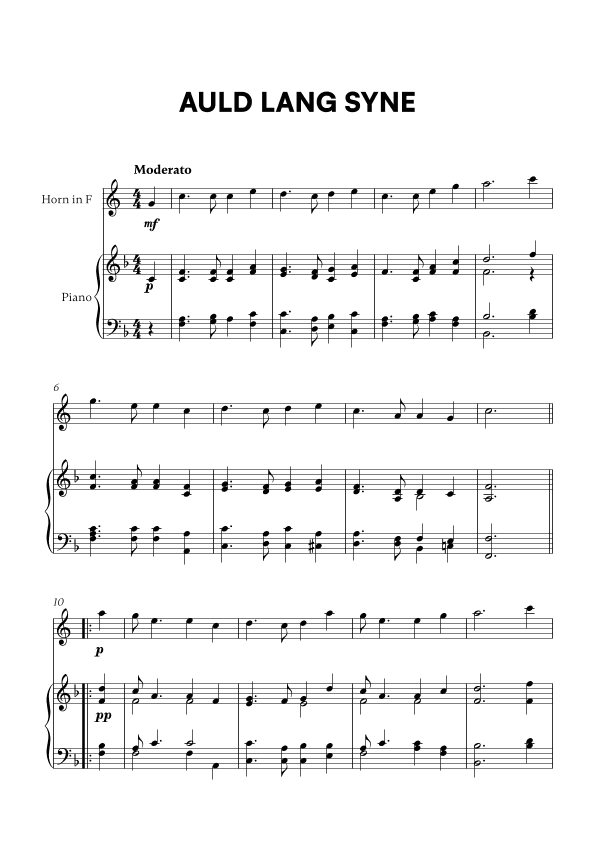 Auld Lang Syne (for French Horn and Piano) (arr. Cadenza Editions)