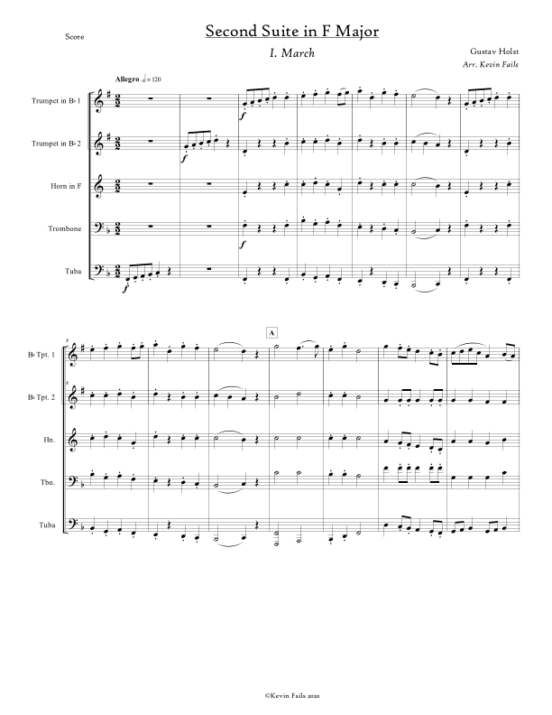 March from Second Suite for Military Band in F Major (arr. Kevin L. Fails)