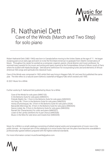 R. Nathaniel Dett - Cave of the Winds for solo piano (arr. Music for a While)