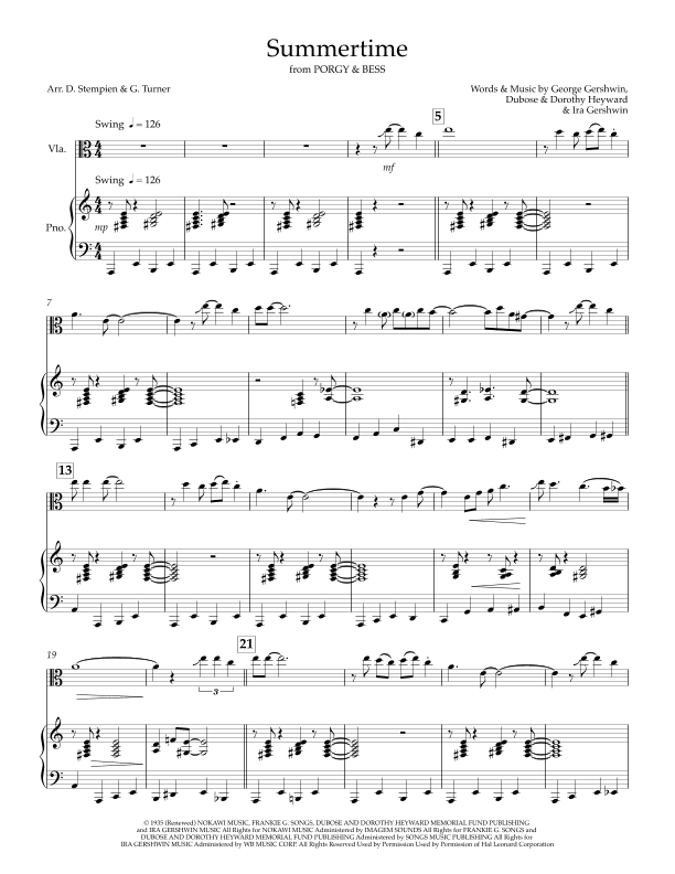 Summertime (arr. Debra E. Stempien, Gregory H. Turner)