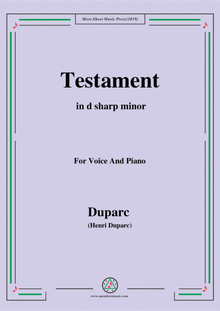 Duparc-Testament in d sharp minor (arr. MSM)
