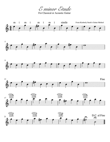 E minor Etude by Kimberly Steele for Classical or Acoustic Guitar