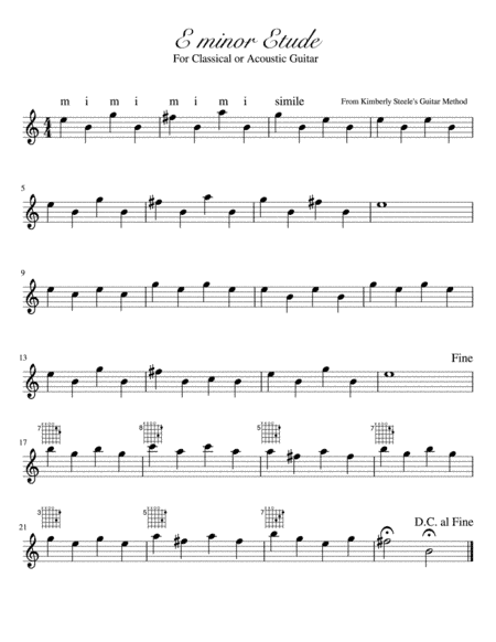 E minor Etude by Kimberly Steele for Classical or Acoustic Guitar