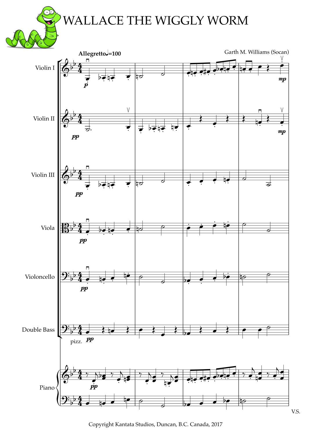 WALLACE THE WIGGLY WORM FOR YOUNG STRING ORCHESTRA (arr. Garth M. Williams (Socan))