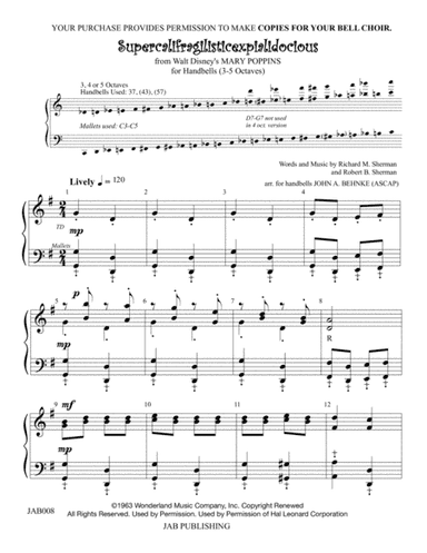 Supercalifragilisticexpialidocious from Walt Disney's MARY POPPINS (arr. arr. John A. Behnke)