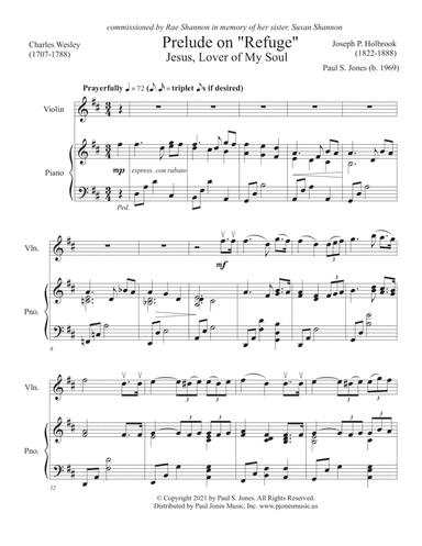 Prelude on 'Refuge' (Jesus, Lover of My Soul) Violin/Piano (arr. Paul S. Jones)