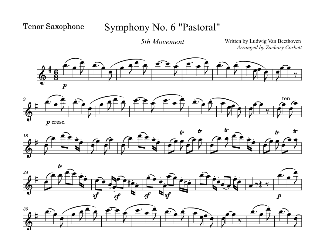 Symphony No. 6 5th Movement (arr. Zachary Corbett)