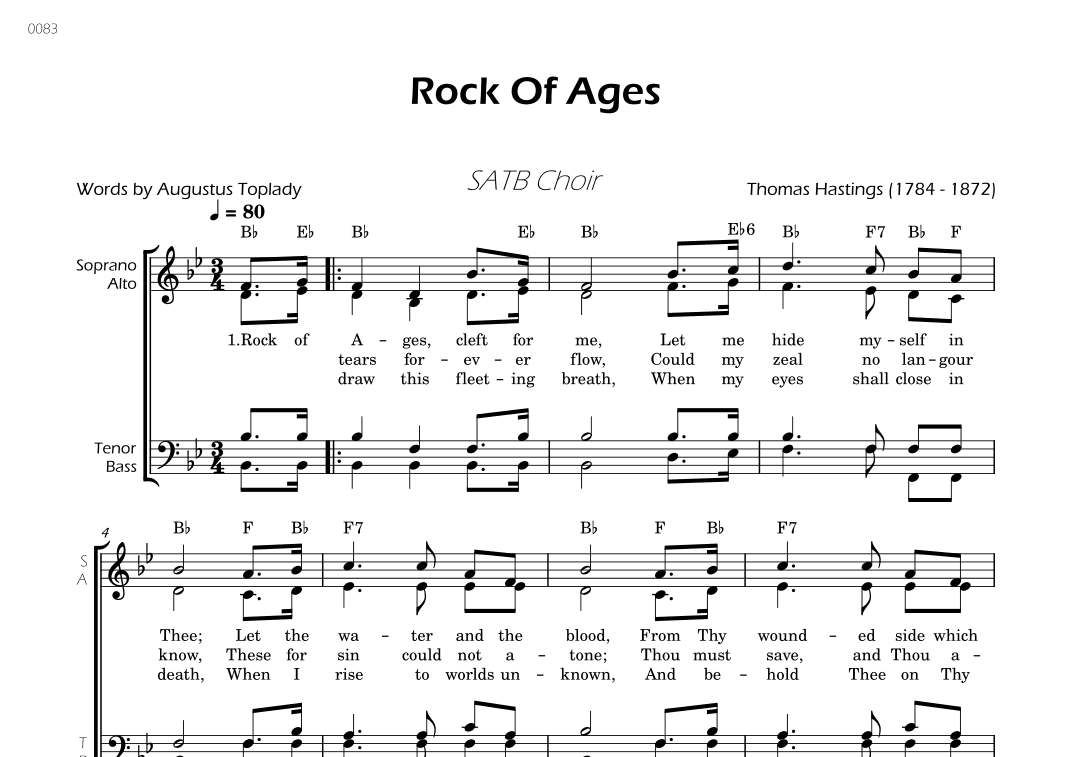 Rock Of Ages - SATB Choir - W/Chords (arr. César Madeira)