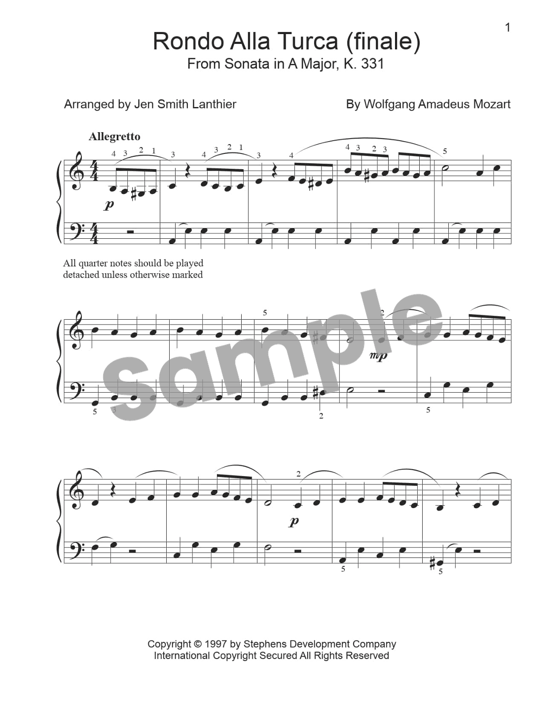 Rondo Alla Turca (Finale) from Piano Sonata in A Major K. 331 (arr. Jen Smith Lanthier)