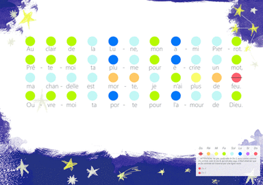 Au claire de la lune Rainbow coded music sheet Music therapy resource (arr. iEduArts Publishers)