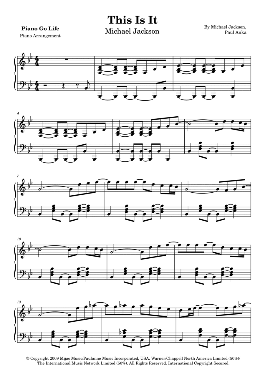 This Is It (arr. Piano Go Life)