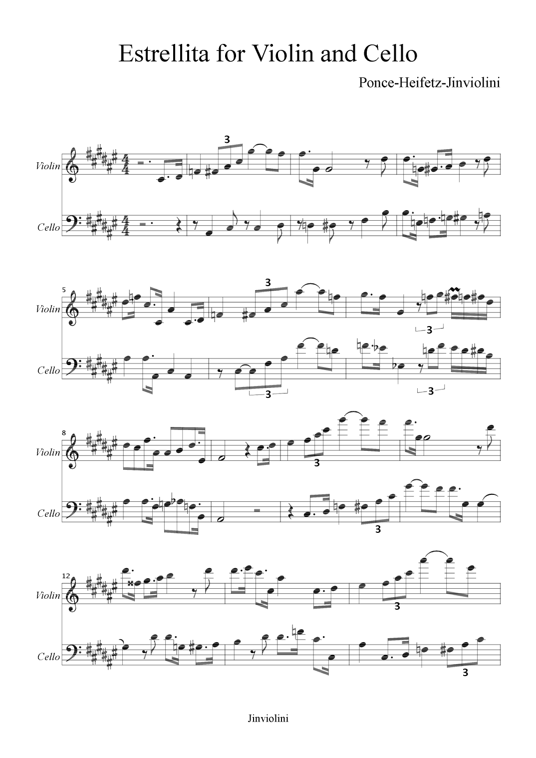 Estrellita (My little star) (arr. Jascha Heifetz)