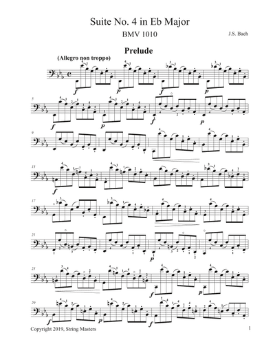 Bach, 6 Cello Suites, BMV 1010 (arr. String Masters)
