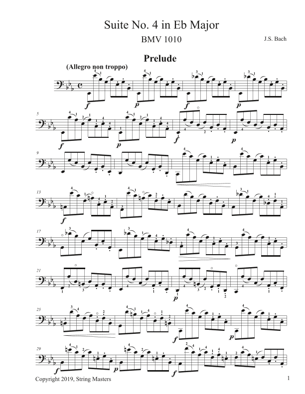 Bach, 6 Cello Suites, BMV 1010 (arr. String Masters)